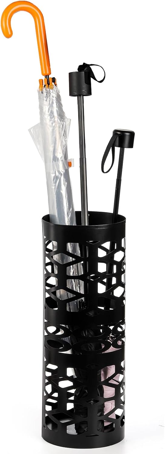 ZENFUN Black Metal Umbrella Stand for Entryway
