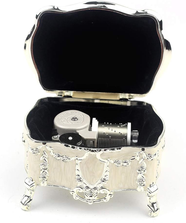 ROSIKING Embossed Alloy Music Box Wind Up Antique Gift
