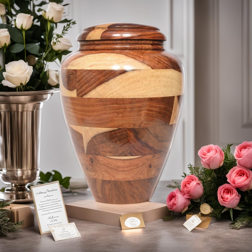 Small Wooden Cremation Urn - Handcrafted Memorial for Human and Pet Ashes