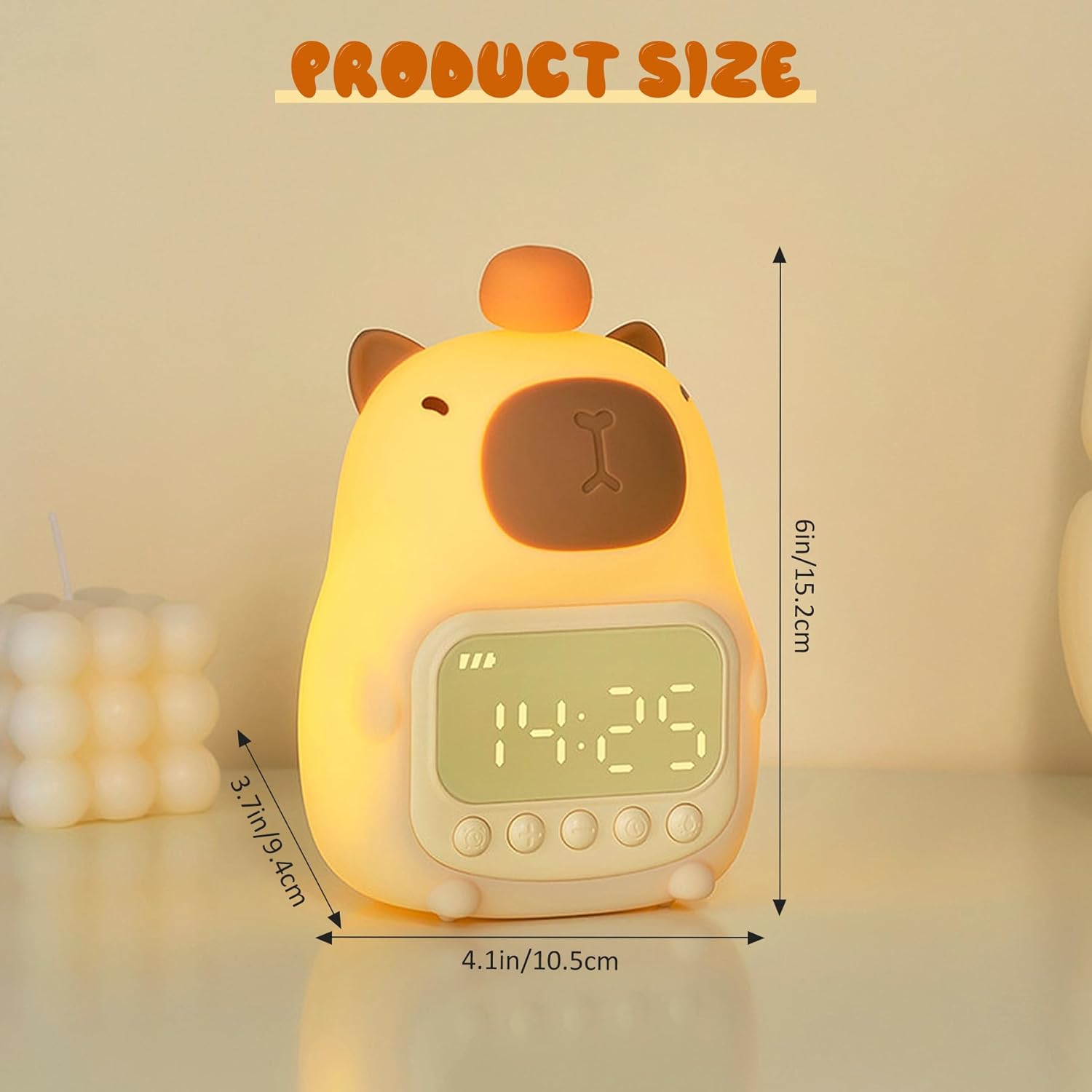 Capybara Night Light with Digital Clock