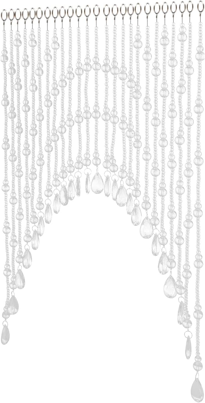 25 Strings Beaded Door Curtain with Adjustable Width and Glass Crystals