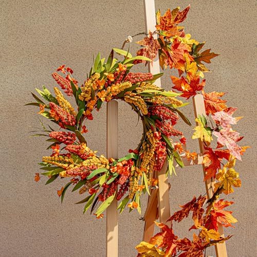 VioletEverGarden 20 Inch Autumn Wreath for Front Door