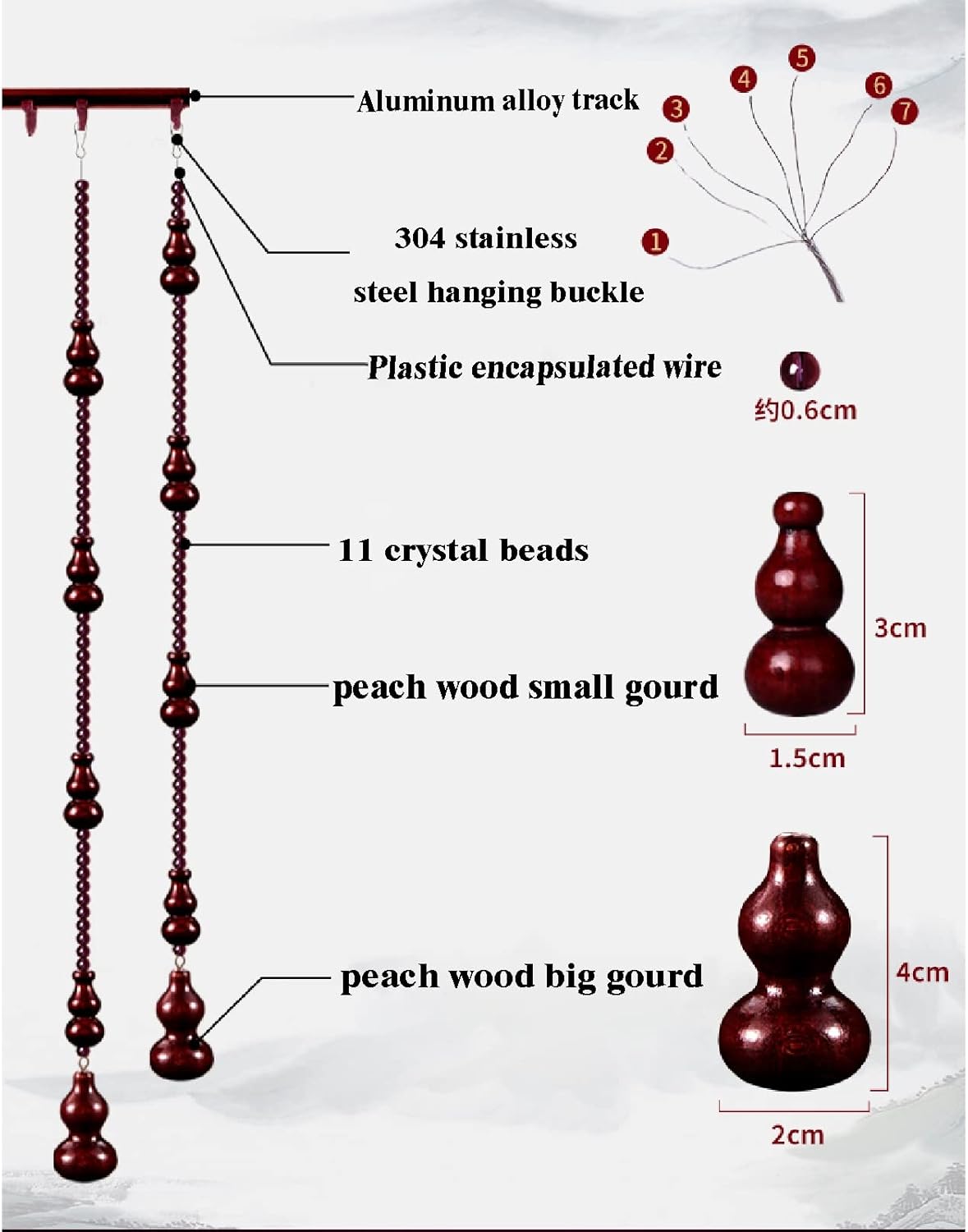 ZHANGQINGXIU Wood Beaded Curtain Doorway Divider