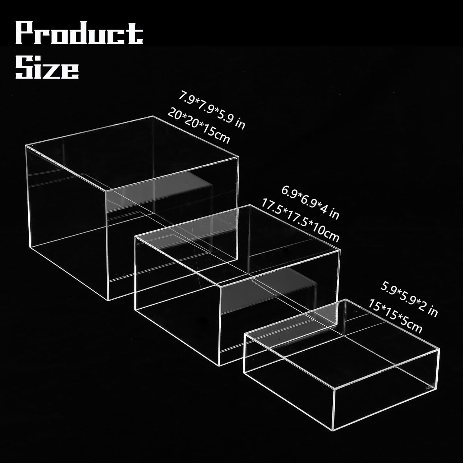 3 Pack Acrylic Risers Display Stands for Jewelry and Collectibles