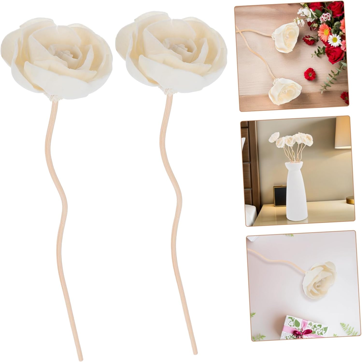StobaZA Aroma Diffuser Sticks 8pcs Natural Rattan with Flower Design