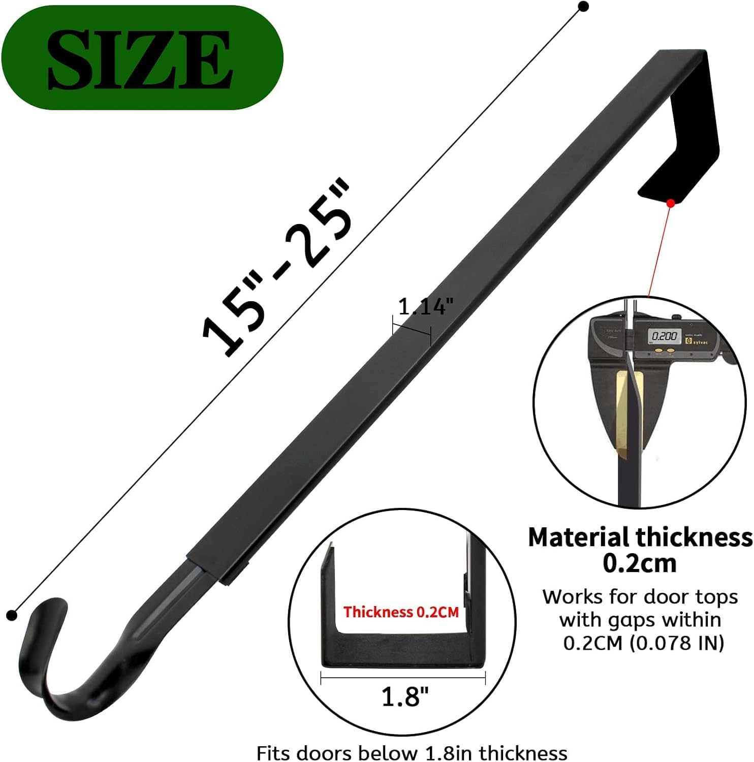 Adjustable Wreath Hanger for Front Door 15-25 Inches Black