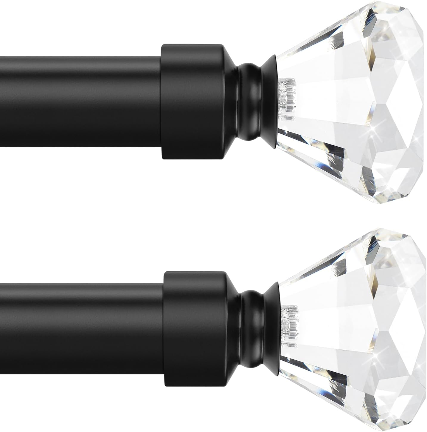Knobelite Adjustable Single Curtain Rod with Crystal Finials