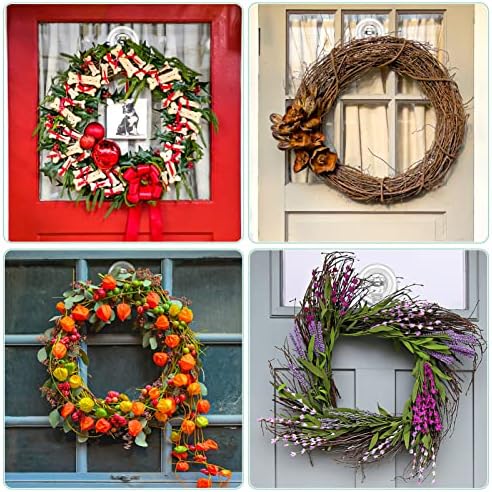VISV Clear Wreath Hanger 4 Pcs Heavy Duty Suction Hooks