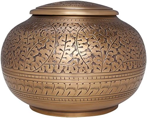Antique Bronze Cremation Urn - Low Profile Vignette Model