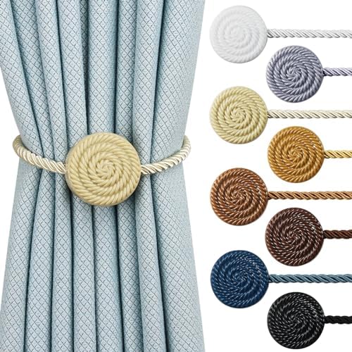 Magnetic Curtain Tie Backs 2 Pack Beige