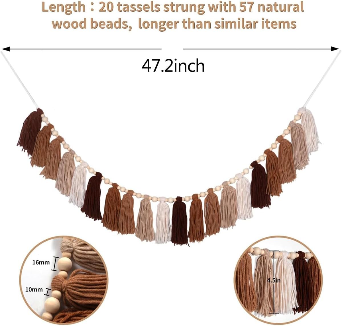 Brown Boho Tassel Garland with Terracotta Beads
