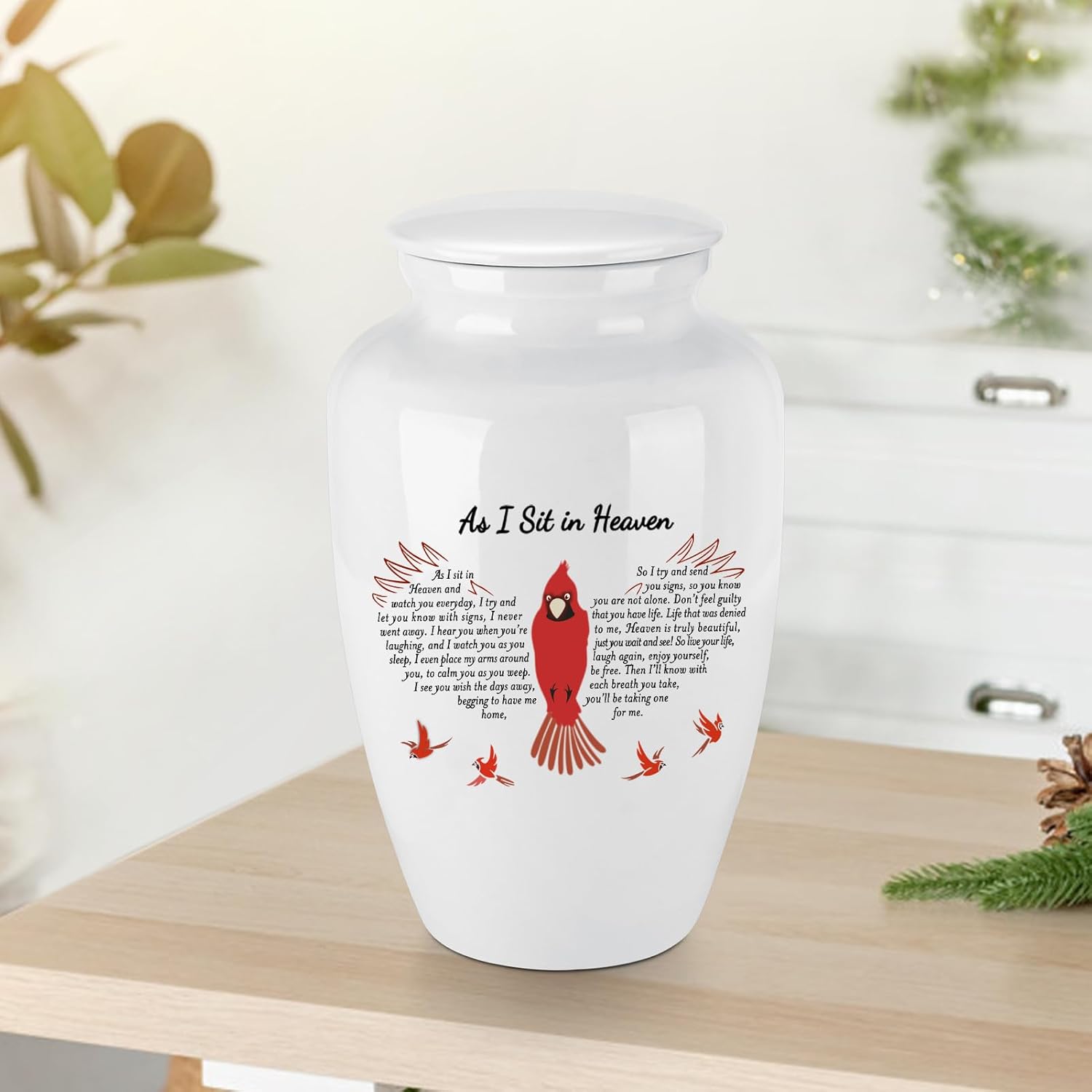 Abooxiu 10 Inches Ceramic Cremation Urn for Human Ashes