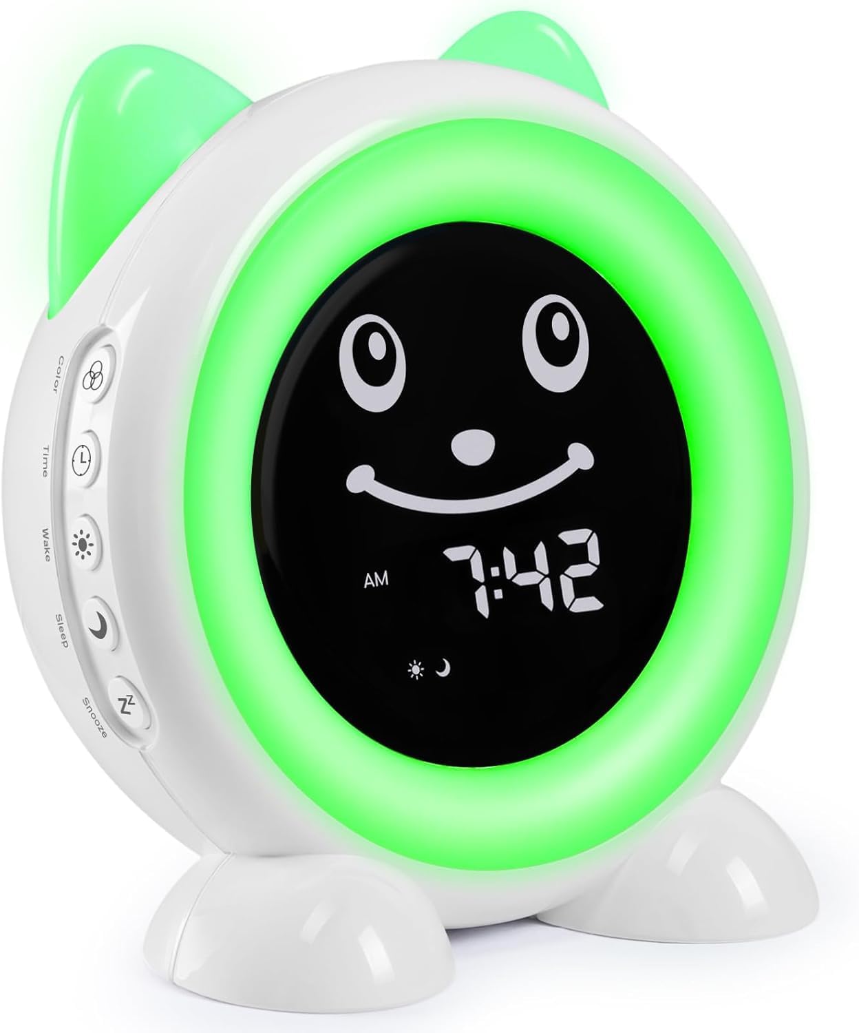 IQ Cat Sleep Training Clock with Night Light and Dual Alarm
