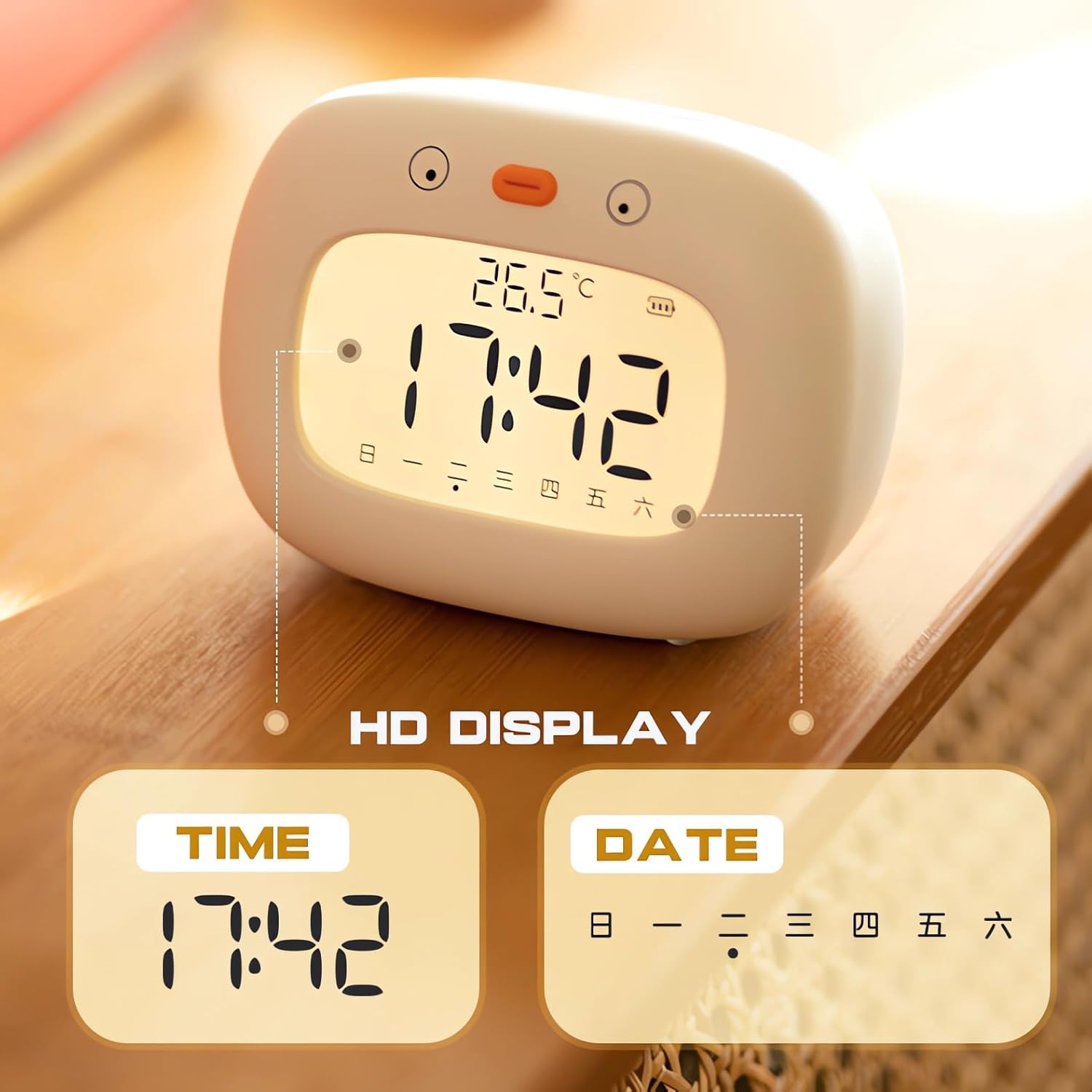 Kids Dinosaur Alarm Clock with Sleep Training and Night Light