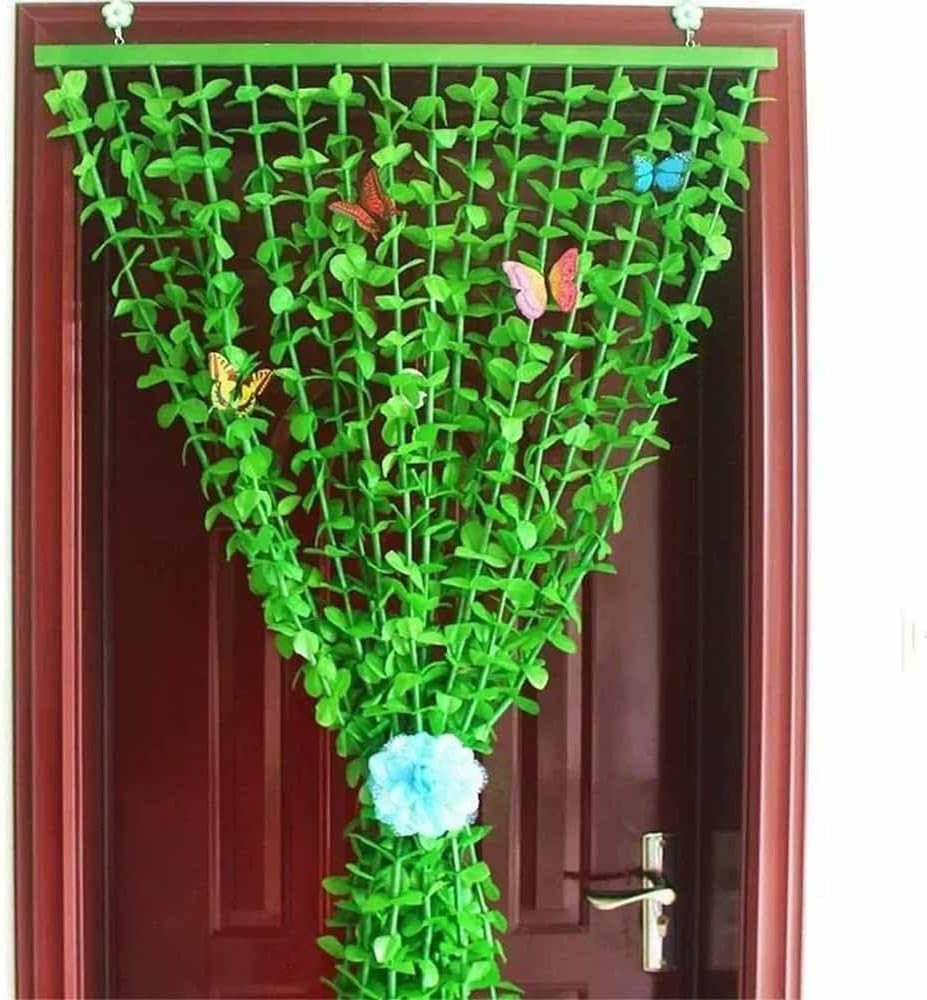 Green Leaves Bamboo Beaded Curtain 35 x 55