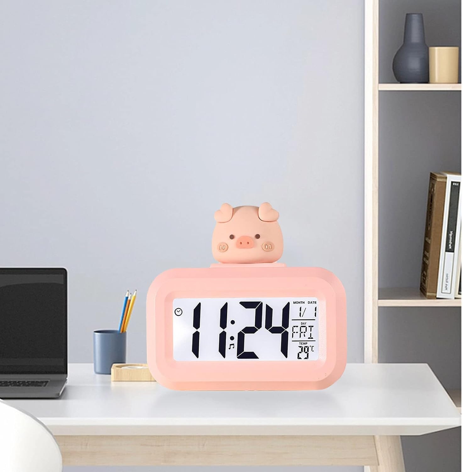 Kawaii Alarm Clock with Cartoon LED Display
