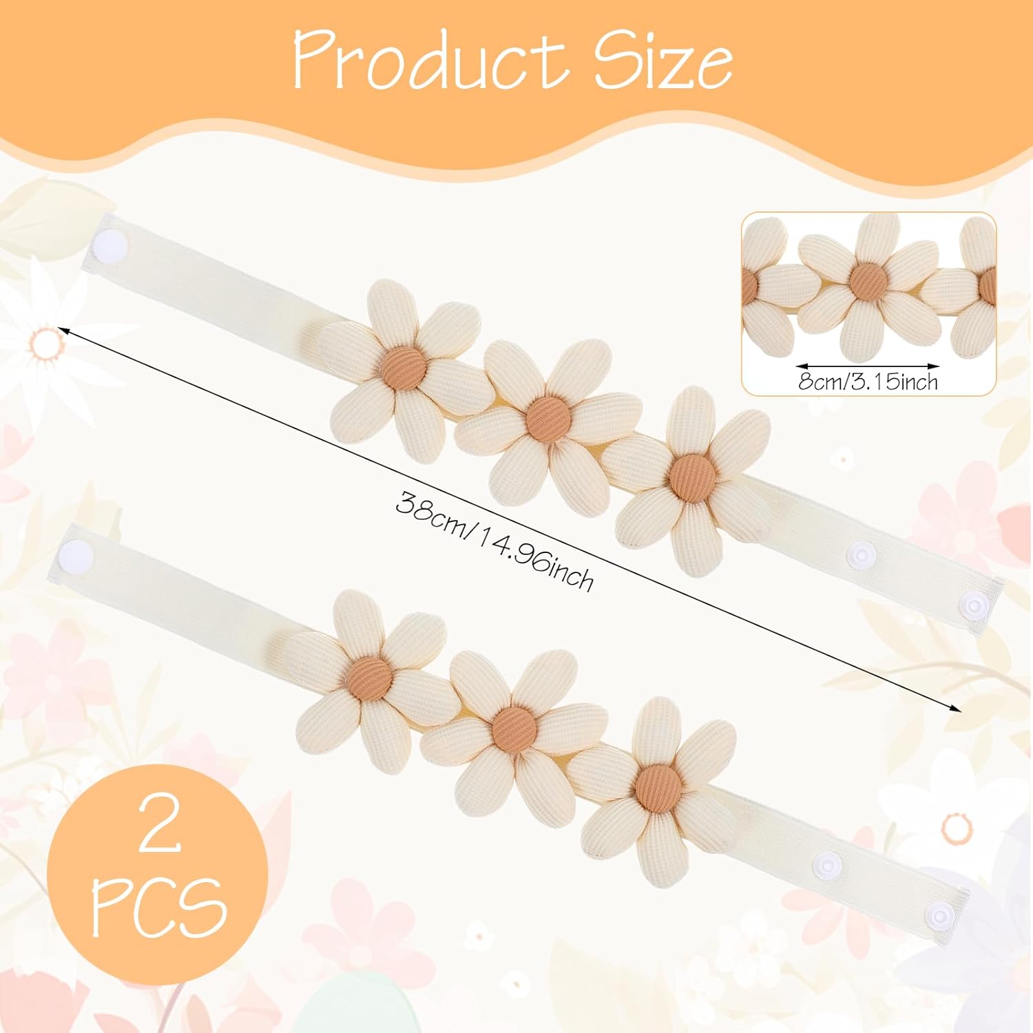 2 Pack Flower Curtain Tiebacks with Snap Button