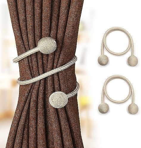 Window Curtain Magnetic Tiebacks 4 Pack Beige