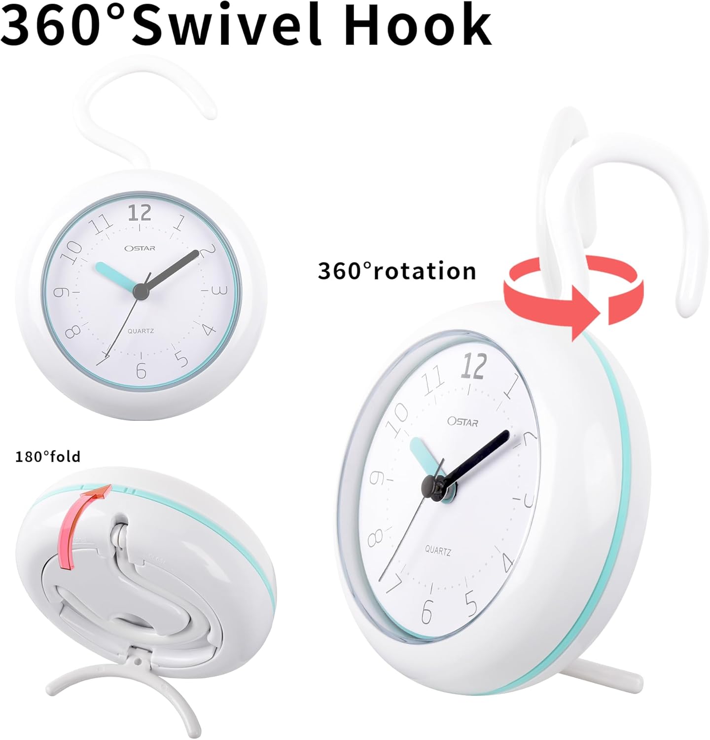 OSTAR 2PCS Waterproof Shower Clock with AA Battery