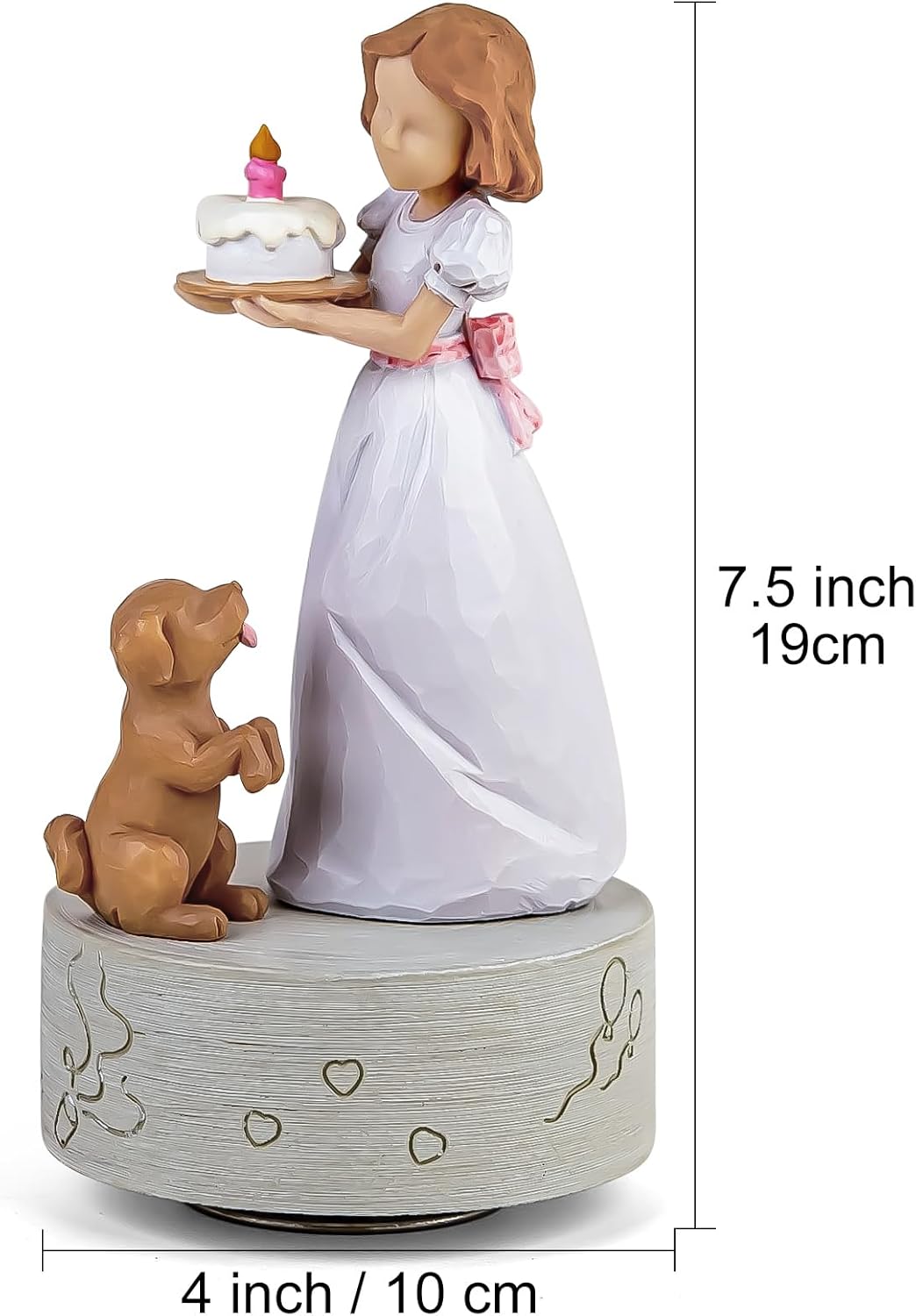 Happy Birthday Musical Box Figurine for Girls and Dogs
