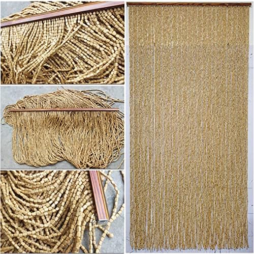 Natural Beaded Bamboo Curtain for Doorway and Room Division