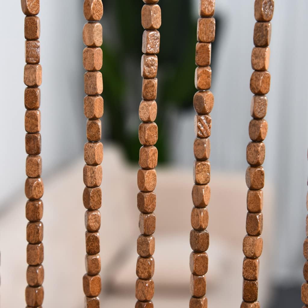 ZHOUXIAO Handcrafted Wood Beaded Curtain Door Divider