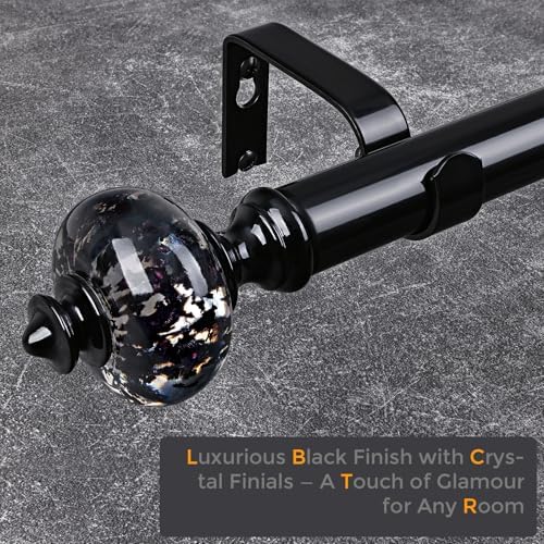 JRZOO Black Curtain Rod 30-88 Inches Adjustable