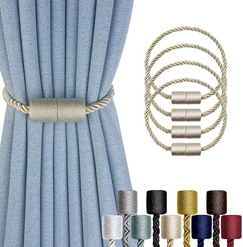 4 Pack Magnetic Curtain Tiebacks - Beige