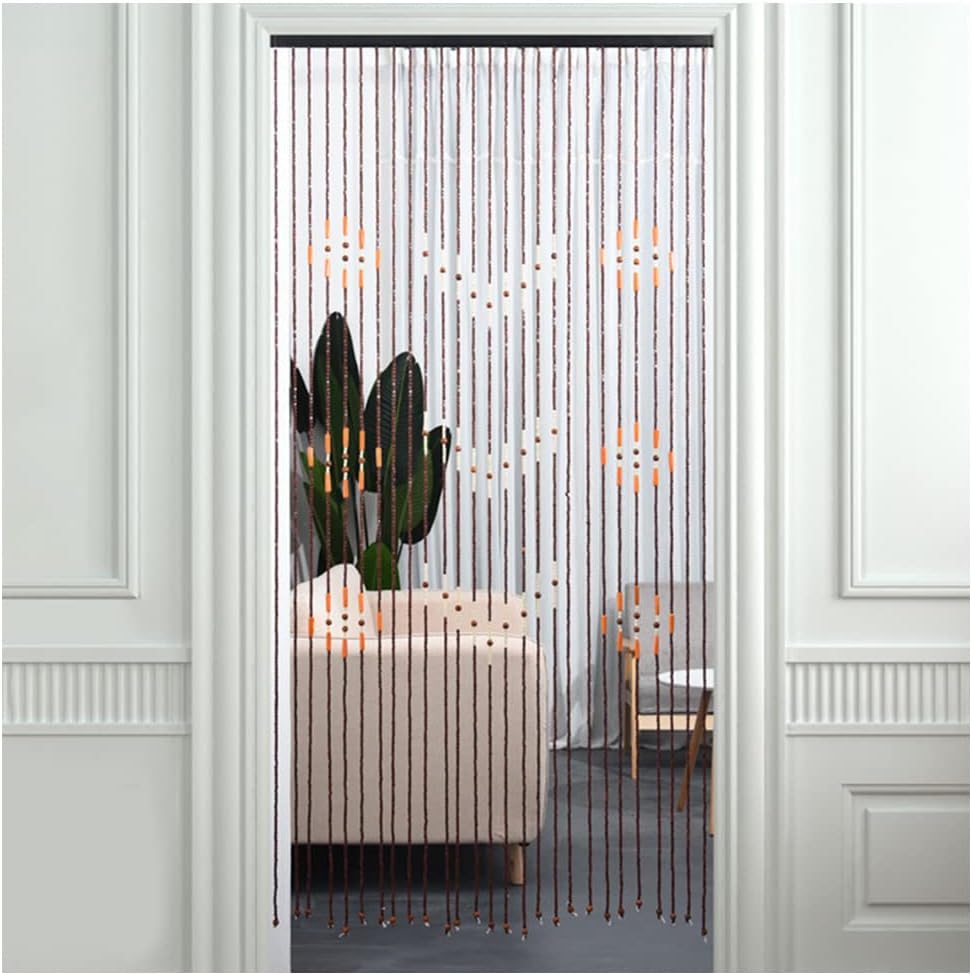 ZHOUXIAO Wood Beaded Curtain - 90x175cm with 38 Strands