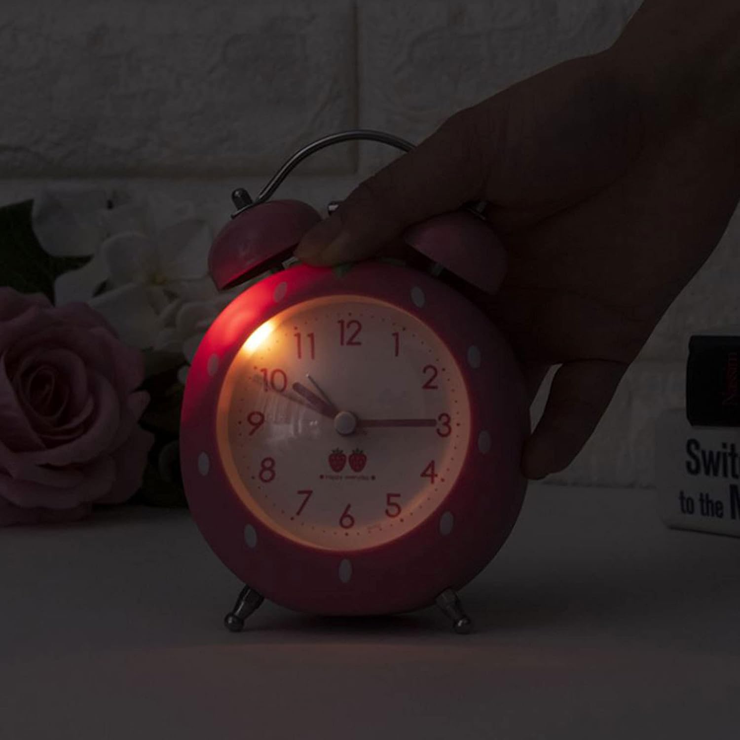 3 Inch Strawberry Twin Bell Alarm Clock With Backlight