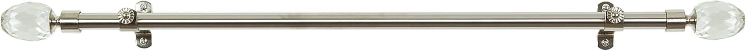 ACHIM Crystal Royalle Curtain Rods with Finials 28 to 48 Inch Silver