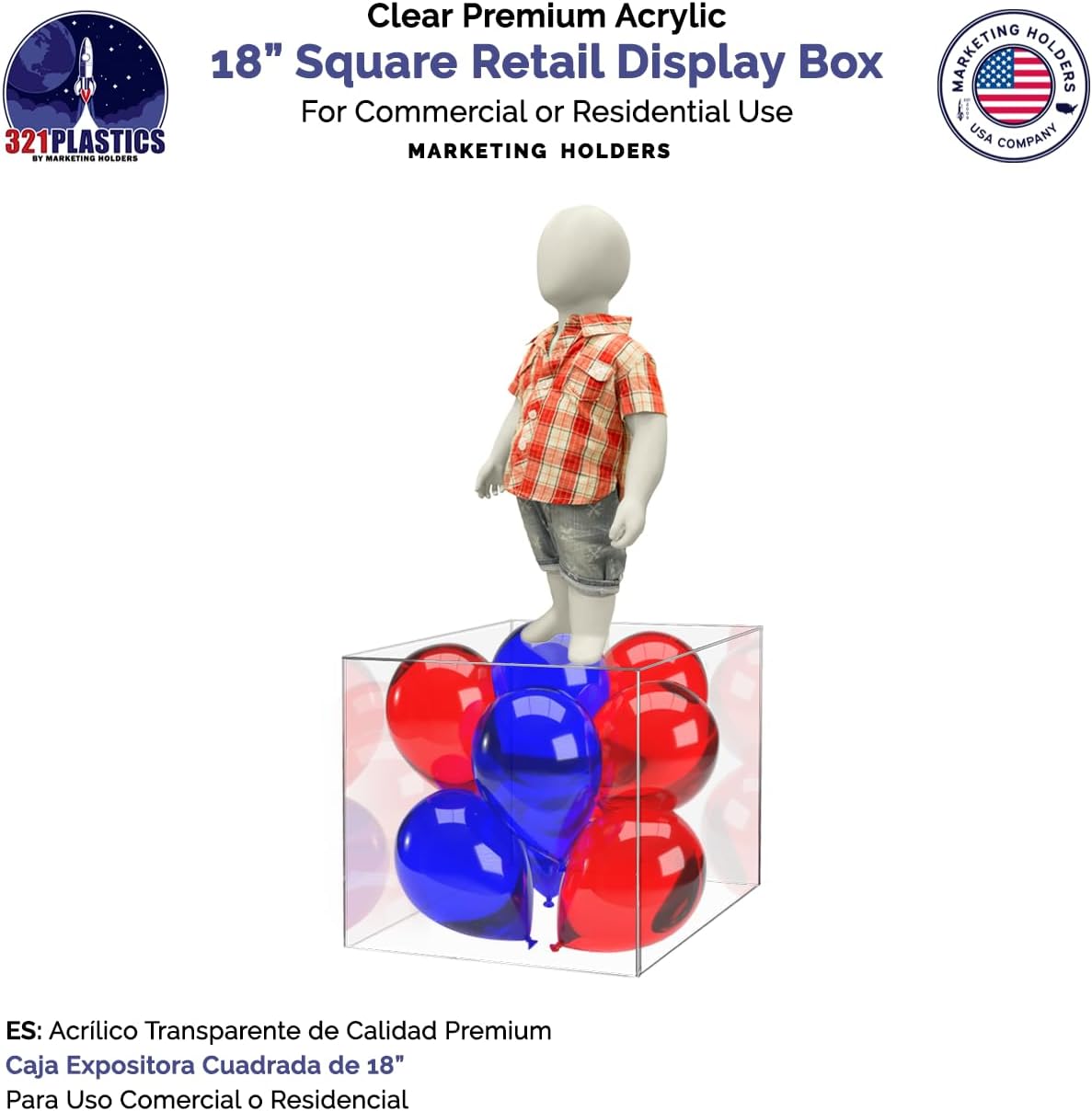 18 Inch Clear Acrylic Display Riser Box for Home and Events