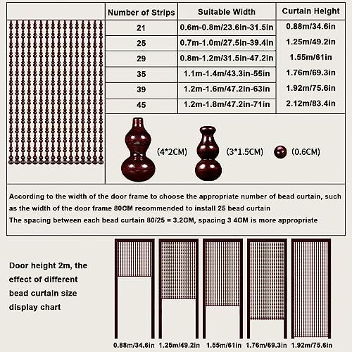 Bamboo Beaded Curtain Door Screen 21 String 192m
