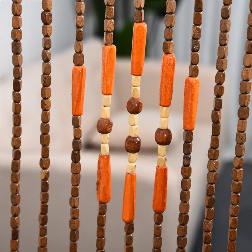 ZHOUXIAO Handcrafted Wood Beaded Curtain Door Divider