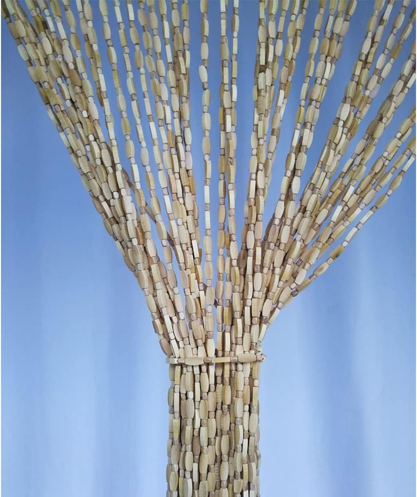 ZHOUXIAO Bamboo Wood Bead Curtain for Doorways and Room Dividers