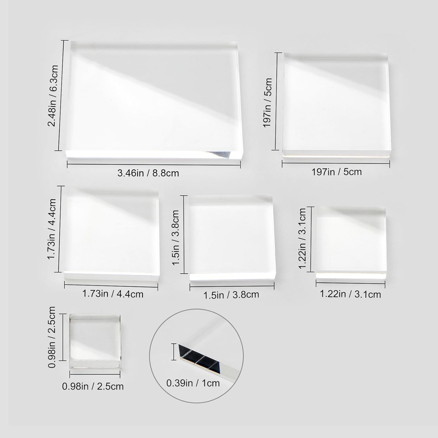 6Pcs Clear Acrylic Rectangle Blocks Display Riser Set