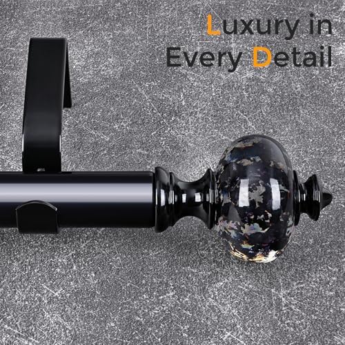 JRZOO Black Curtain Rod 30-88 Inches Adjustable