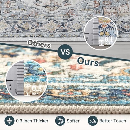 Topllen Runner Rug 26x8 Boho Washable Kitchen Rug