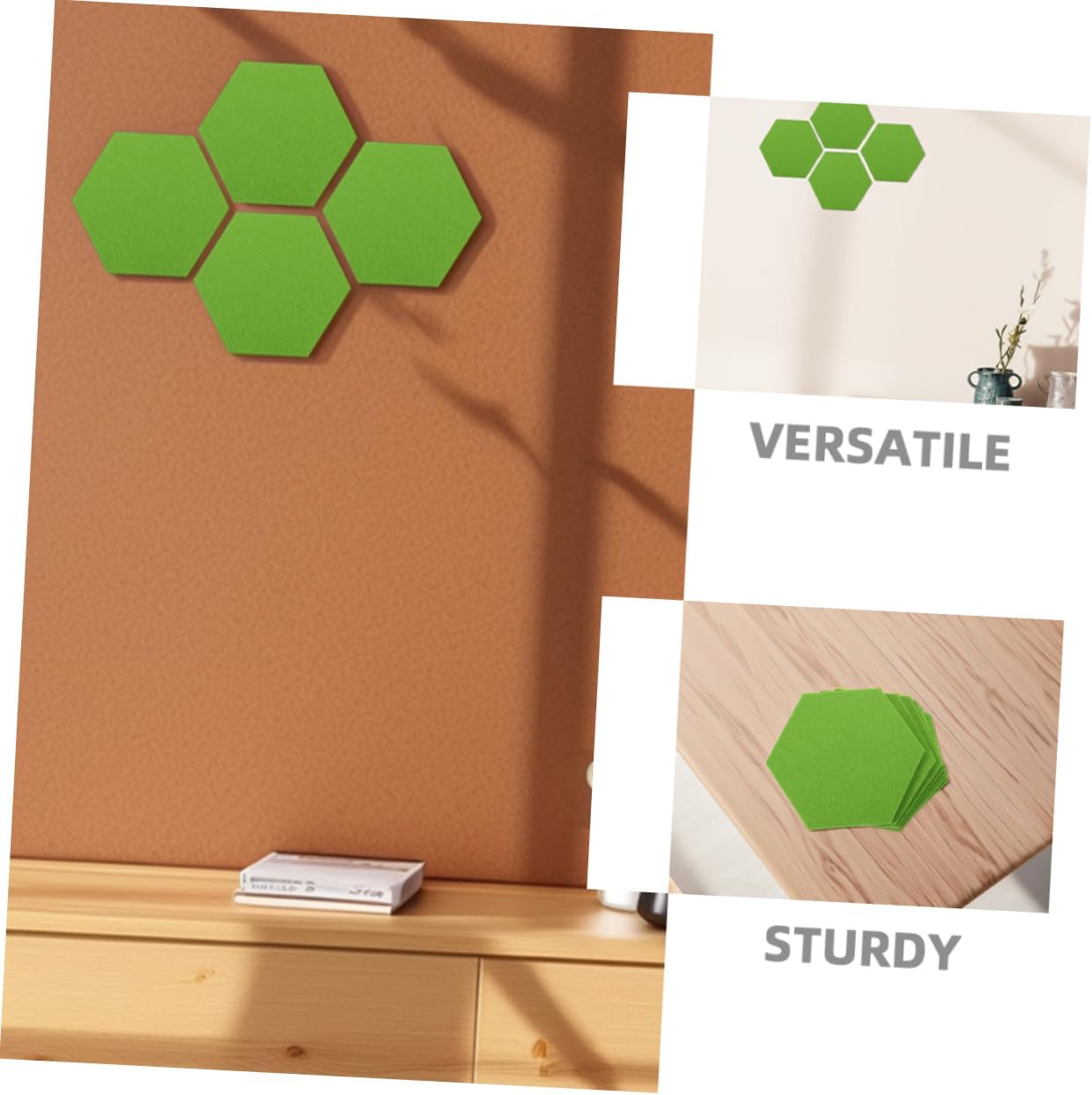 Hexagon Felt Board Tiles Set of 10 Green