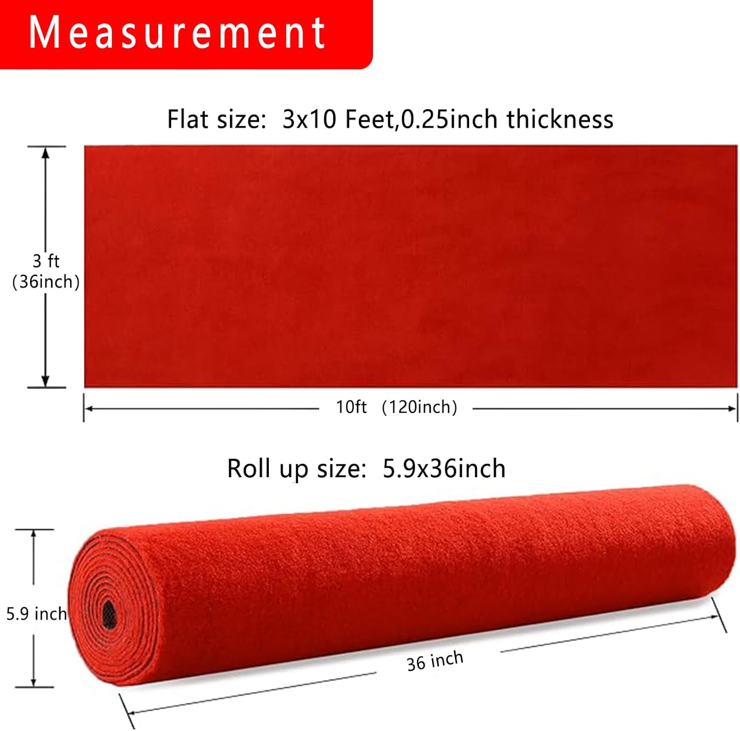 SefowiLif 1000 GSM Extra Thick Red Carpet Runner 3x10ft