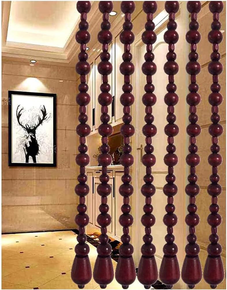 ZHOUXIAO 31 Strands Bamboo Wood Bead Curtain for Doorways