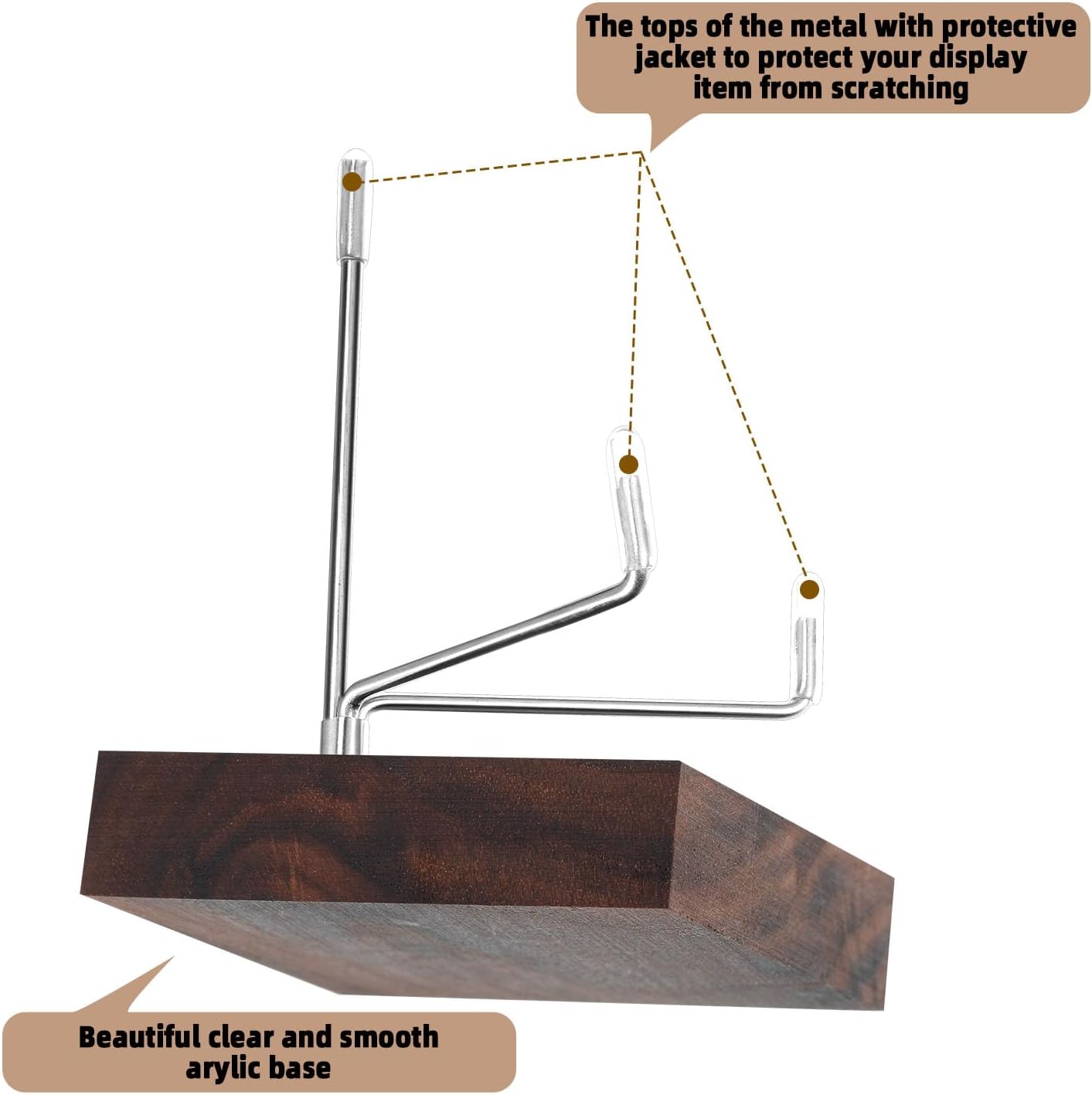 Wenqik 4 Pcs Adjustable Metal Rock Display Stands with Wooden Base
