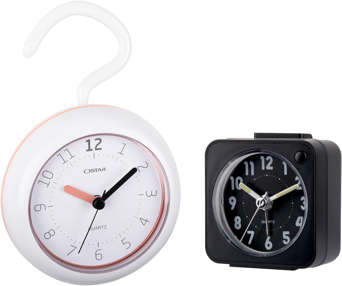 OSTAR Silent Small Clock Waterproof Travel Shower Alarm Clock