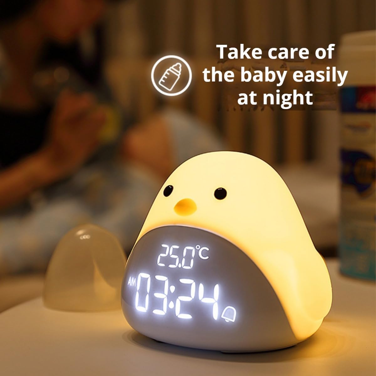 Kids Alarm Clock with Cute Chick Design White