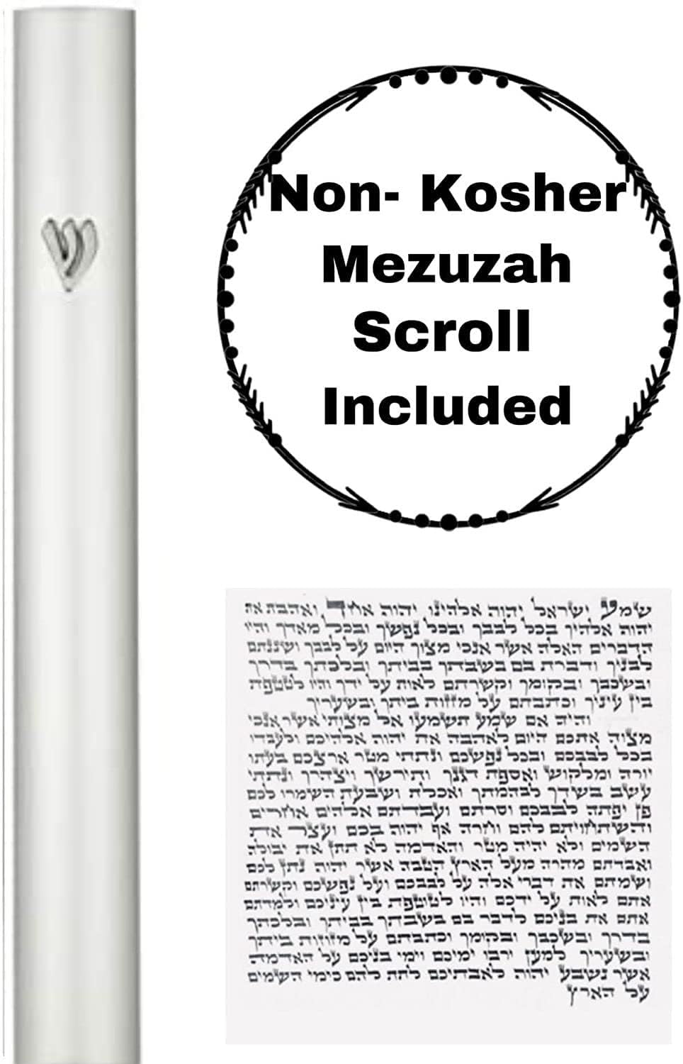 AS Mezuzah Case Silver Shin Design 5 Inches