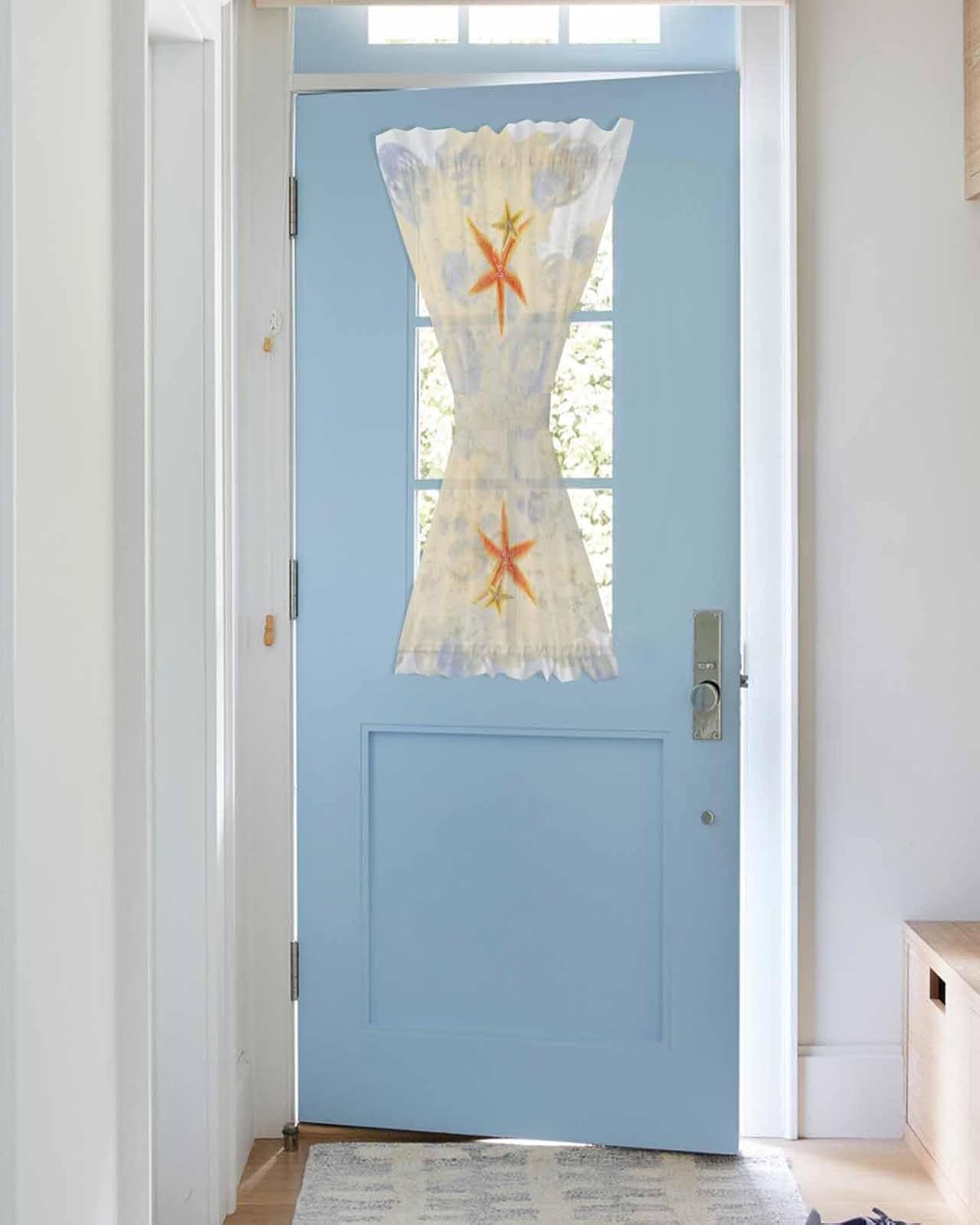 Ocean Life Front Door Curtain with Tiebacks 25x40