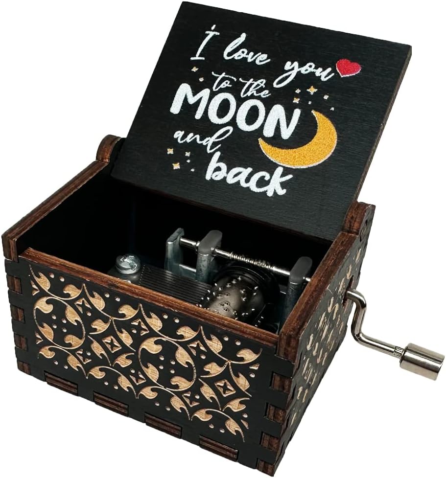Youre My Sunshine Wood Music Box Antique Engraved Romantic Gift for Lover