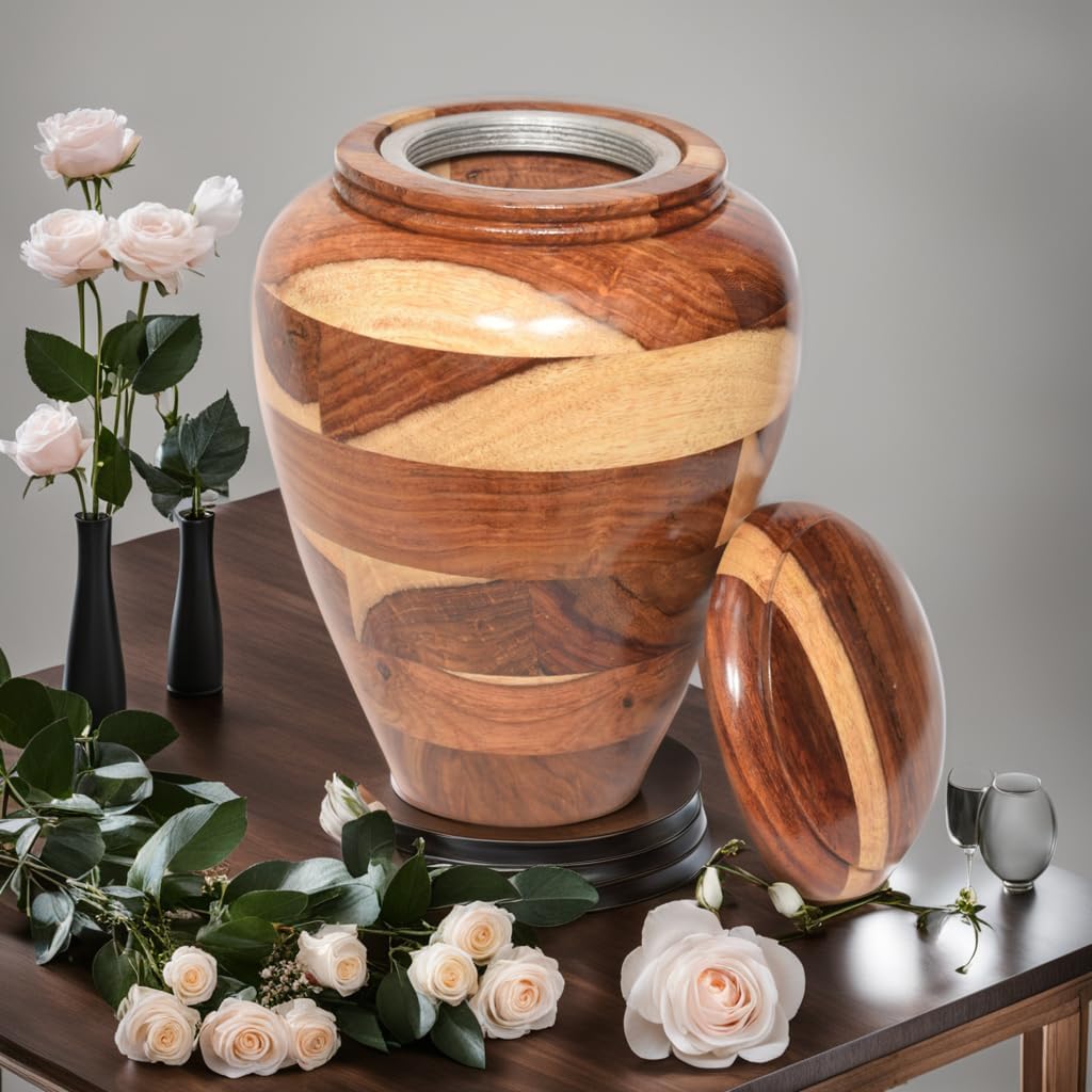 Small Wooden Cremation Urn - Handcrafted Memorial for Human and Pet Ashes