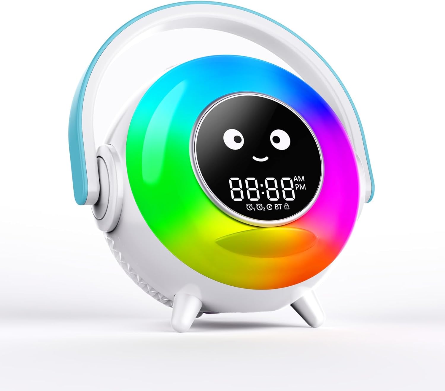 Cute RGB Alarm Clock with Night Light and Bluetooth for Kids