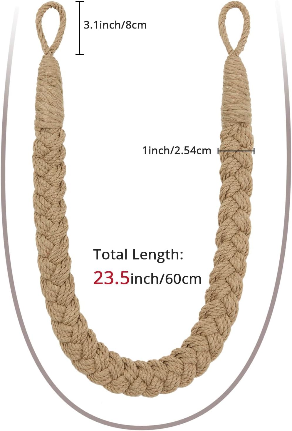 NICEEC 4 Pack Natural Cotton Rope Curtain Tiebacks
